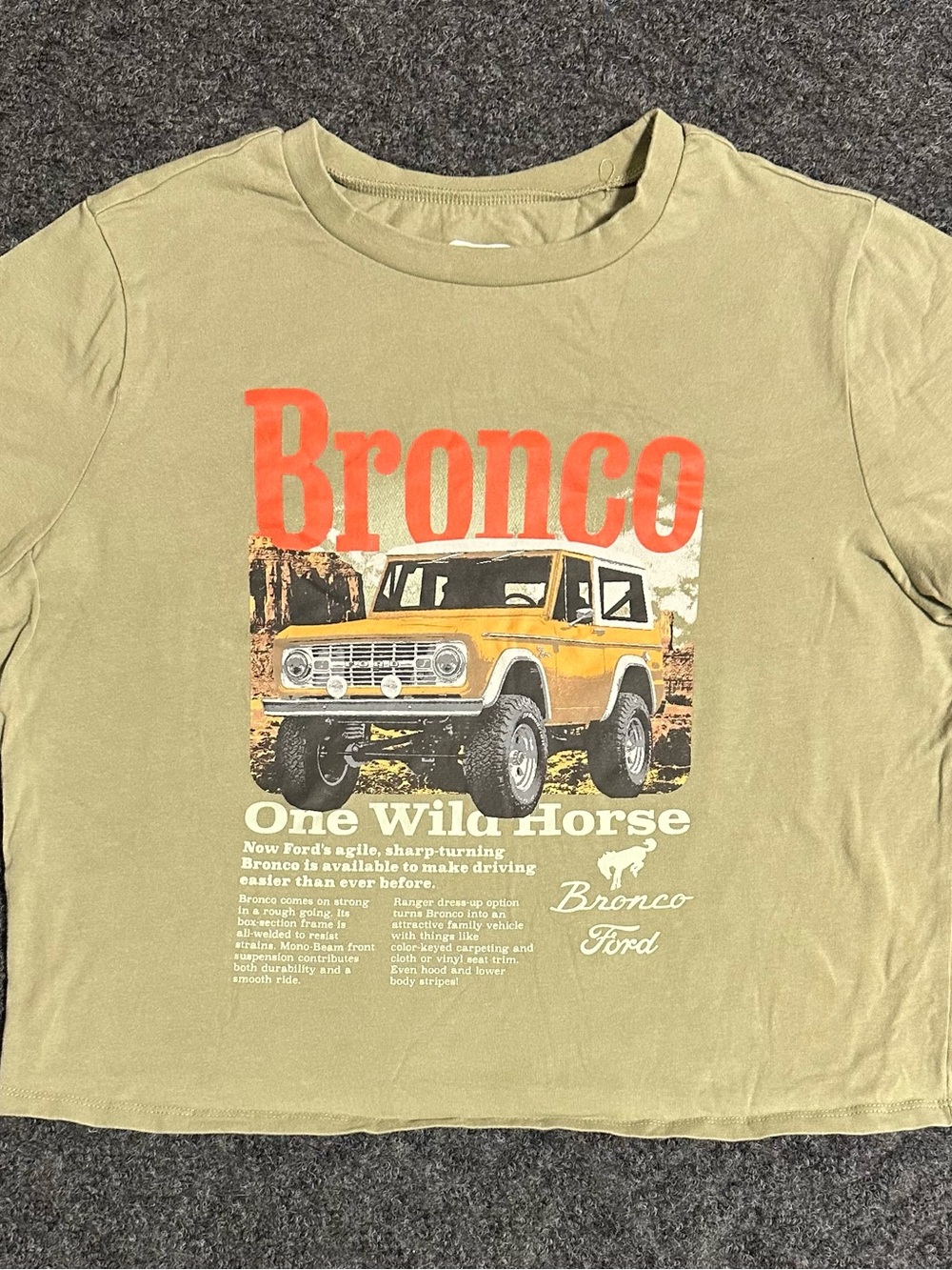 Ford Bronco Women's Olive Green Graphic T-Shirt Size XL